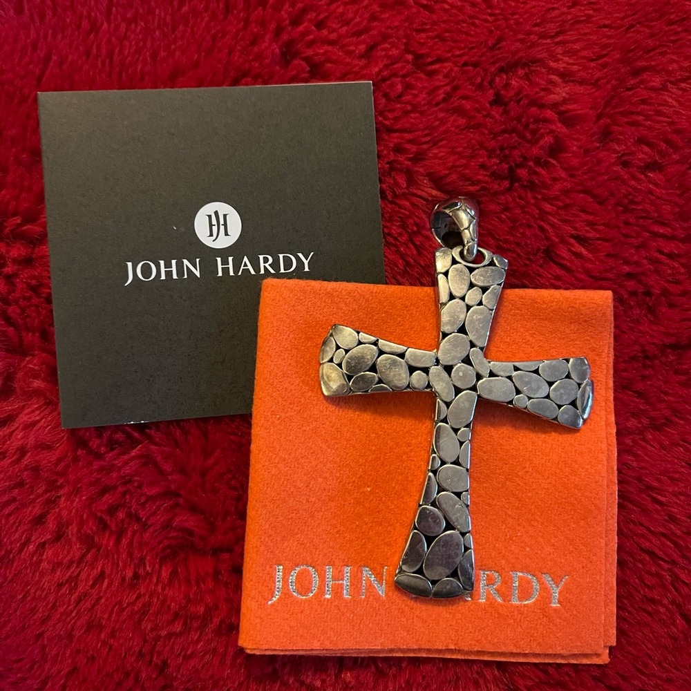 John Hardy Silver Ornate Cross Pendant Jewelry - Picture 2 of 2